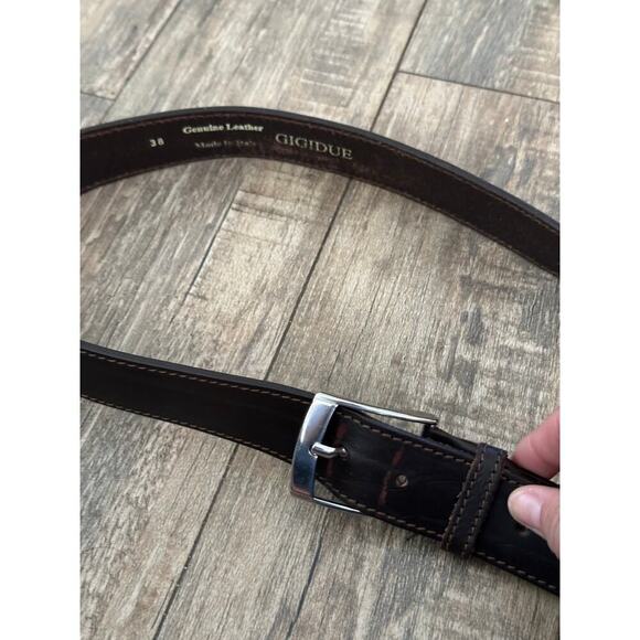 Gigidue Men's Black Genuine Leather Adjustable Buckle Belt Size 38 - Picture 5 of 7